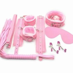 Pink BDSM set for games consisting of 7 items