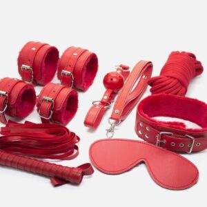 7Pc Red Beginner BDSM Bondage Kit