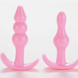 Pink Butt Plug Anal Beads Dildo Sex Toy 2 PC Set